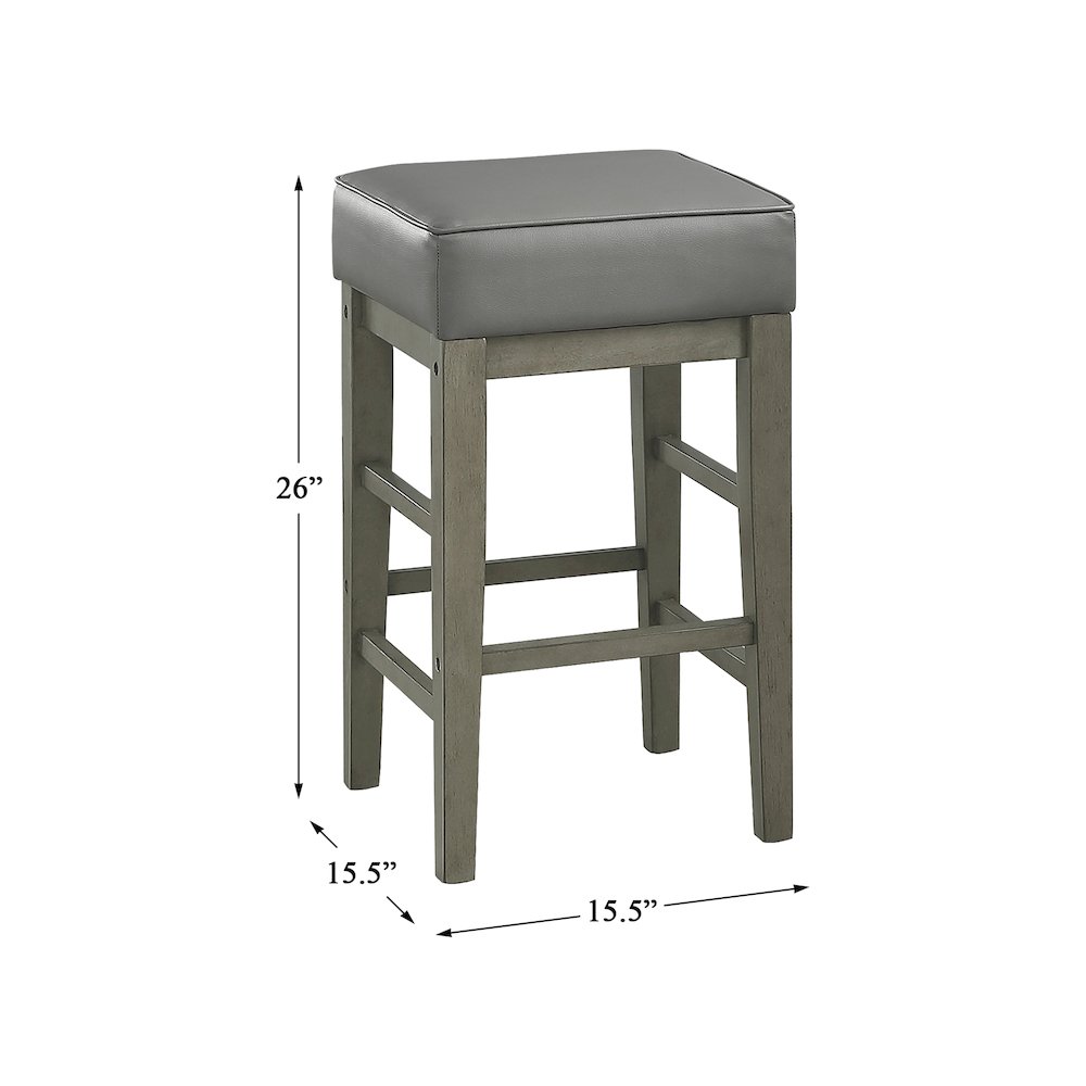 Pittsville Solid Wood 24" Height Square Stool, Set of 2 in Gray. Picture 4