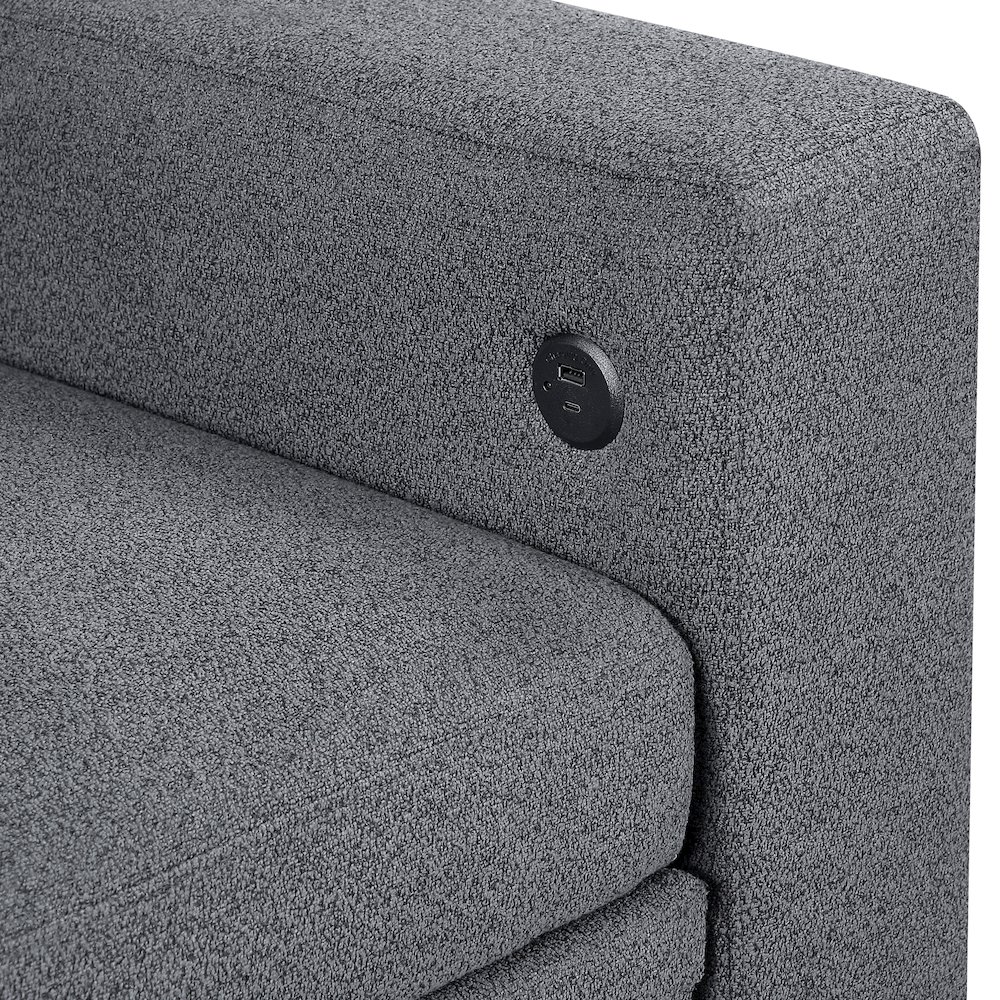 Robinson Boucle Love Seat with Pull-out Bed, Shelves in Gray. Picture 11