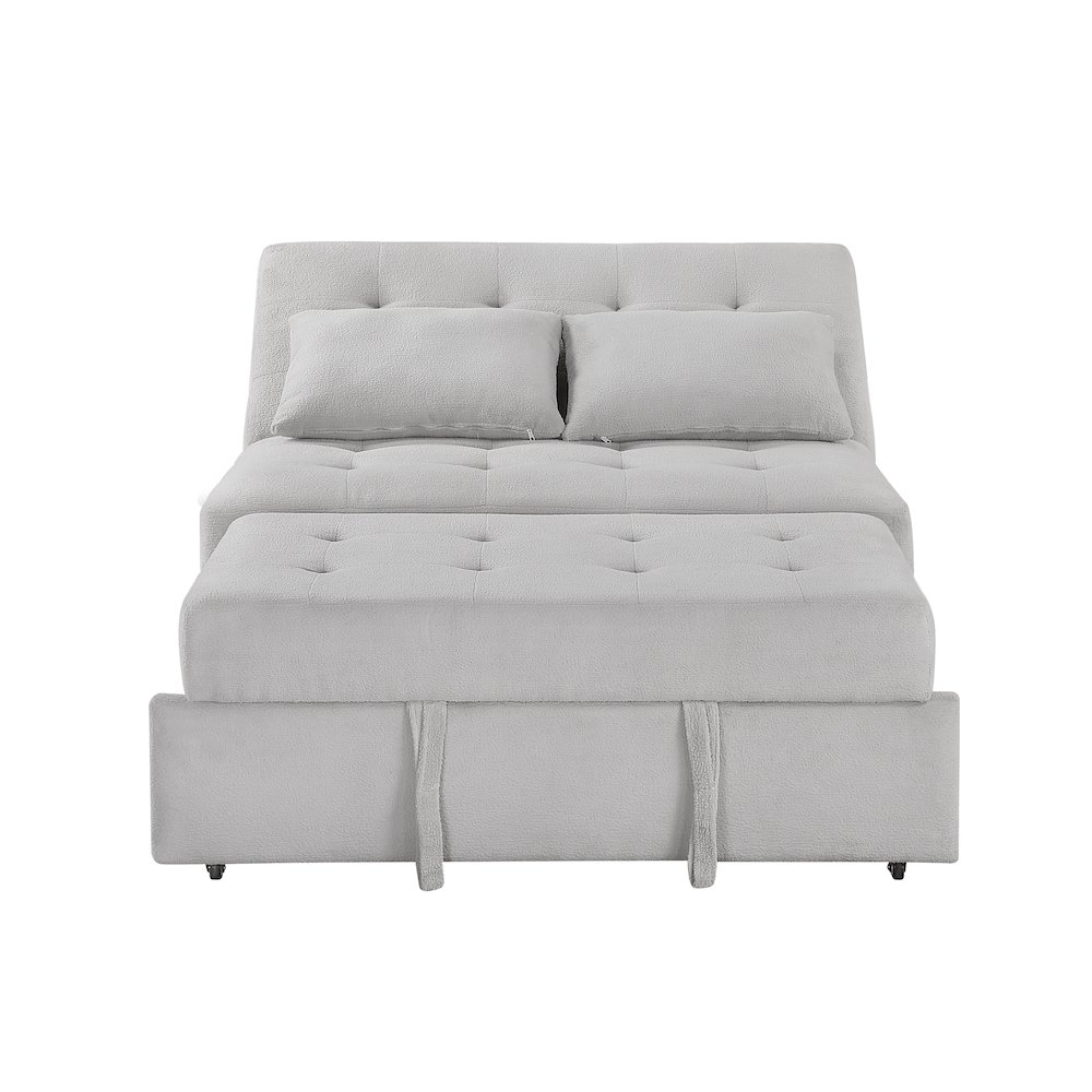 Desmond Textured Convertible Armless 2-Seater with Pull-out Bed in Gray. Picture 10