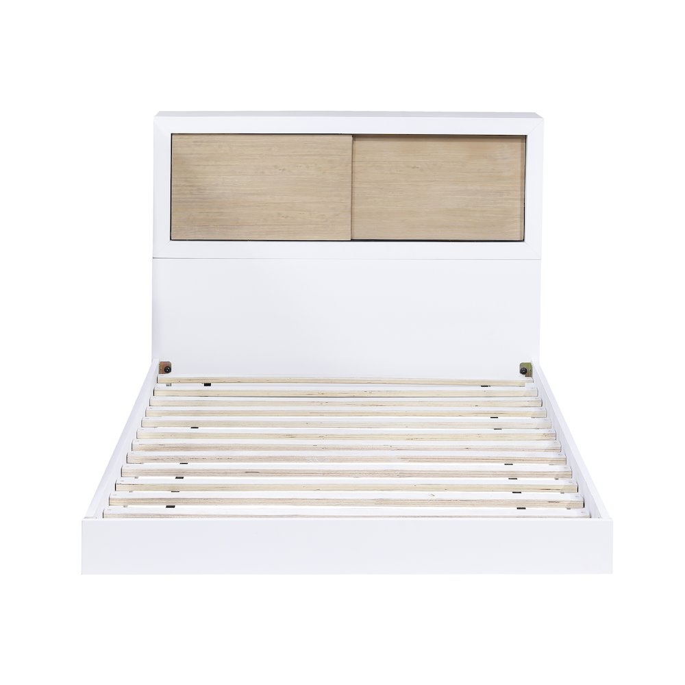 Asker Asian Hardwood Twin Bookcase Bed in 2-Tone (White and Natural). Picture 6
