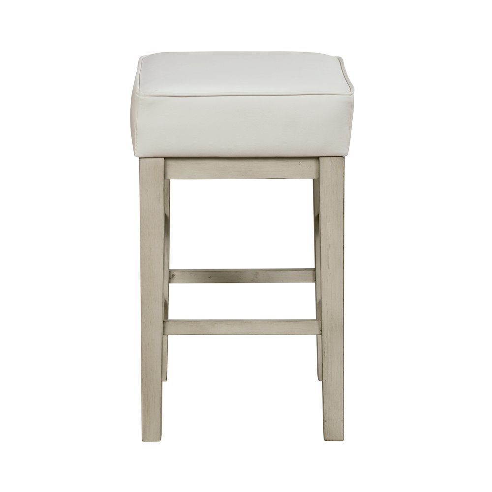 Pittsville Solid Wood 24" Height Square Stool, Set of 2 in White. Picture 3