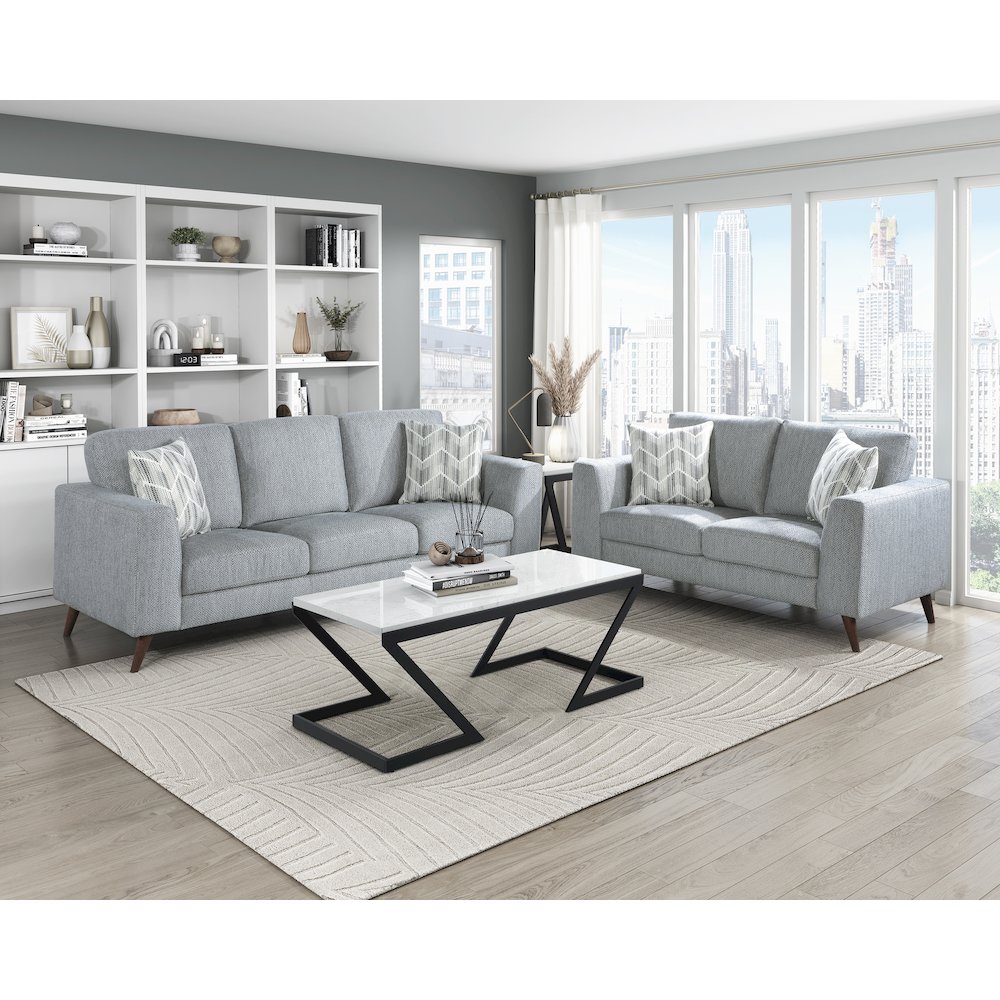 Broadway Chenille Sofa in Blue-Gray. Picture 3