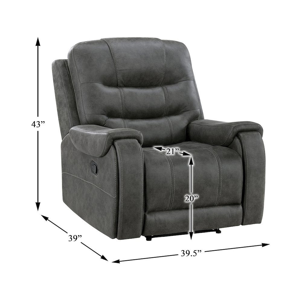 Oberon Microfiber Reclining Chair in Dark Gray. Picture 7
