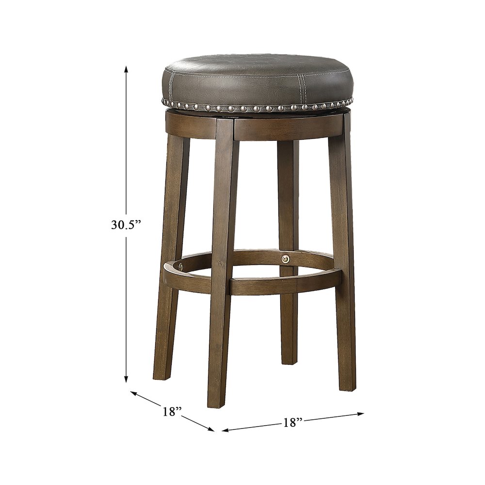 Westby Solid Wood 29" Round Swivel Stool, Set of 2 in Gray. Picture 4