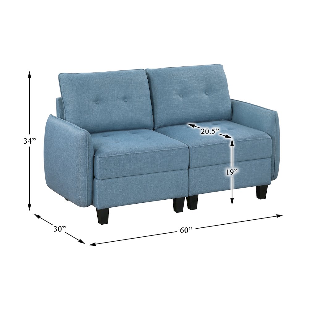 Garren Textured Love Seat in Blue. Picture 5