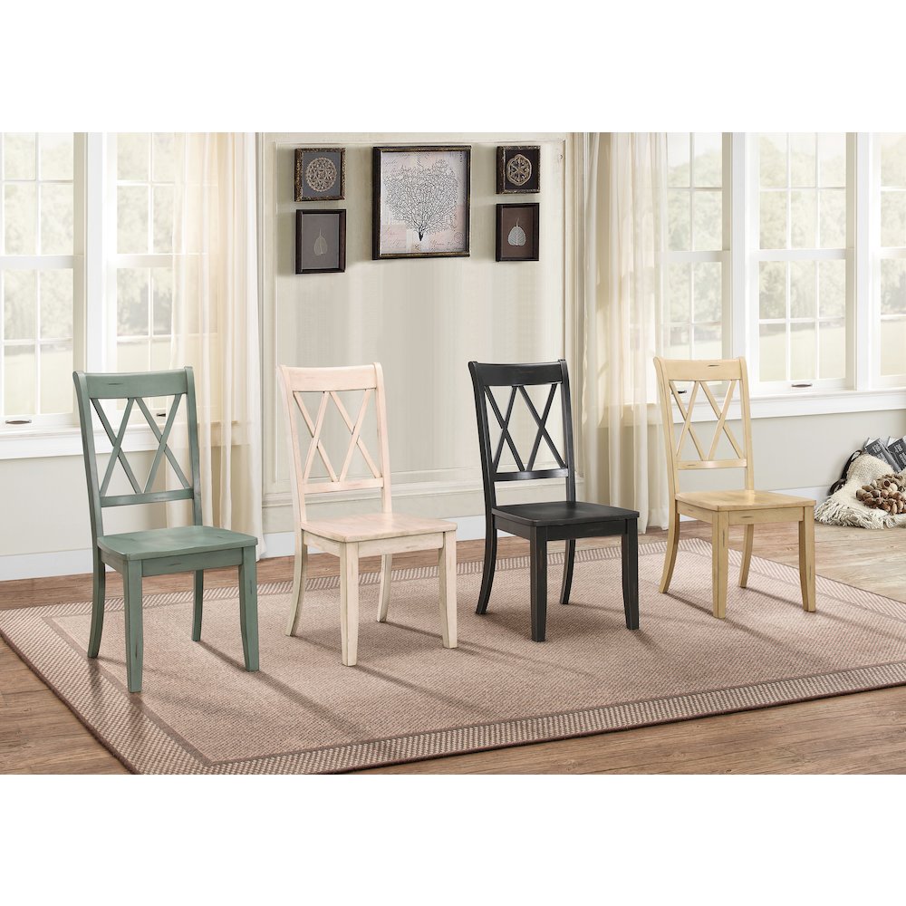 Janina Wood Dining Room Side Chair, set of 2 in Black. Picture 2