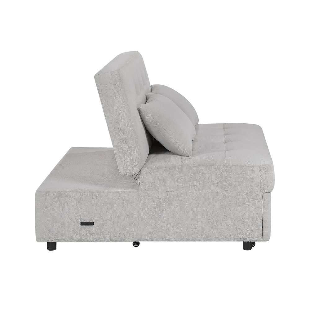 Desmond Textured Convertible Armless 2-Seater with Pull-out Bed in Gray. Picture 9