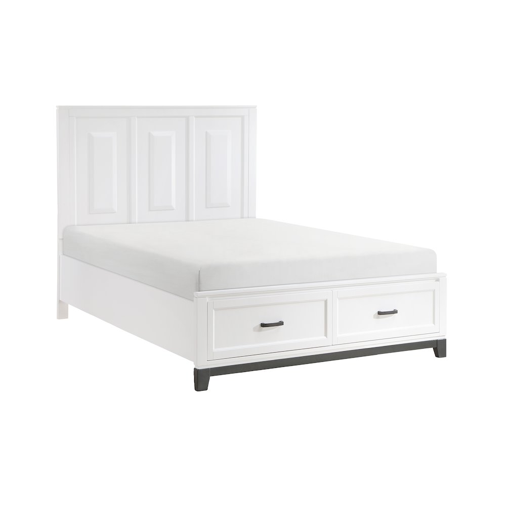 Garretson Acacia QN Pltfm Bed in 2-Tone Finish (White n Metallic Gray). Picture 1
