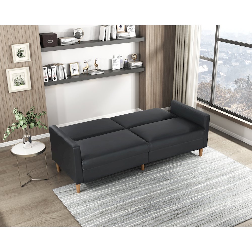 Carlton Faux Leather Elegant Lounger in Black. Picture 4