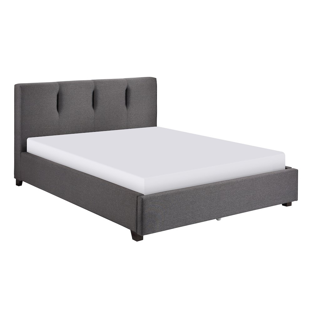 Aitana Textured Queen Platform Bed in Graphite. Picture 1