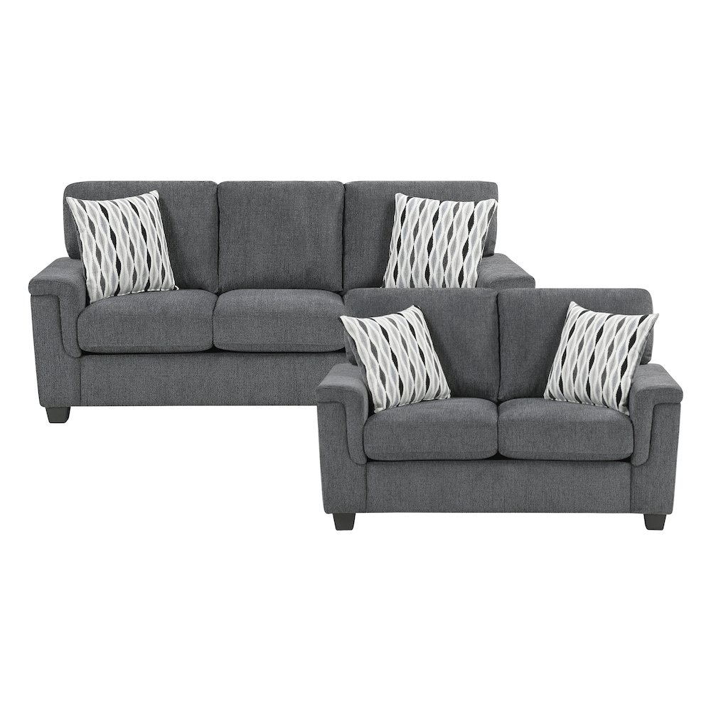 Chelsea Chenille 2pc Set: Sofa, Loveseat in Dark Gray. Picture 3