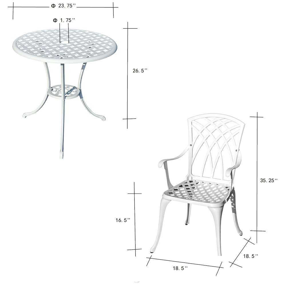 White Haven Retreat- All-Weather Cast Aluminium Bistro Set. Picture 3