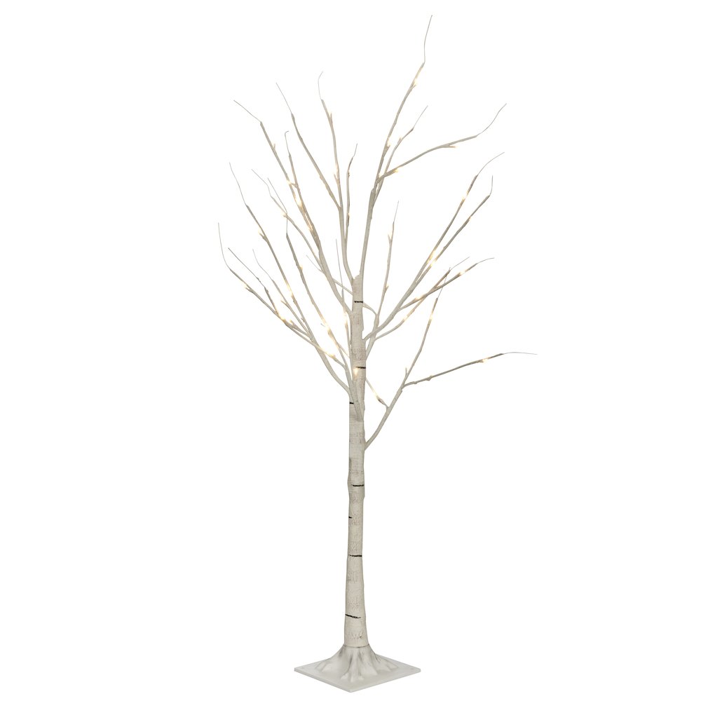 Birch Tree On Metal Base In/Outdoor 48 LED 47 Inch High with 8 Lighting Modes. Picture 1