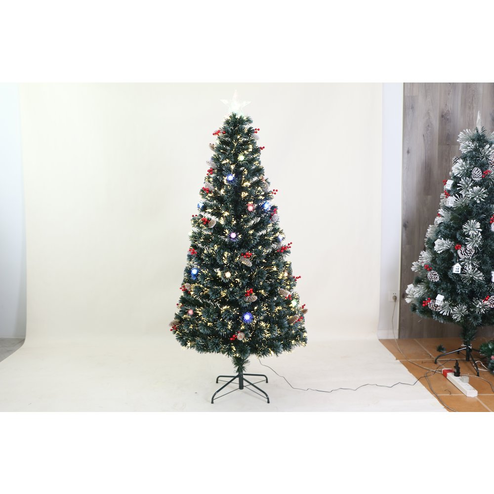 Green Frosted Christmas Tree - Multicolor Cones. Picture 2