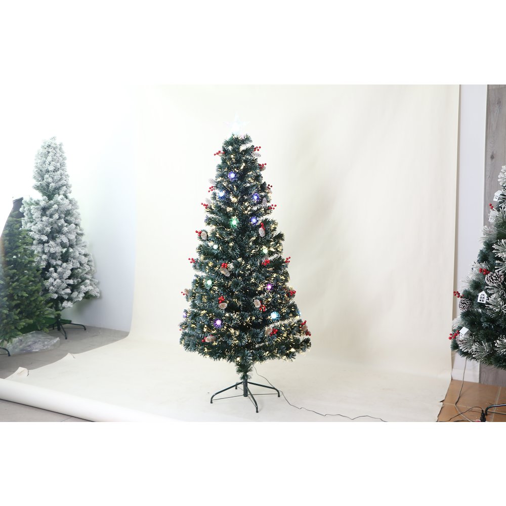 Green Frosted Christmas Tree - Multicolor Cones. Picture 1