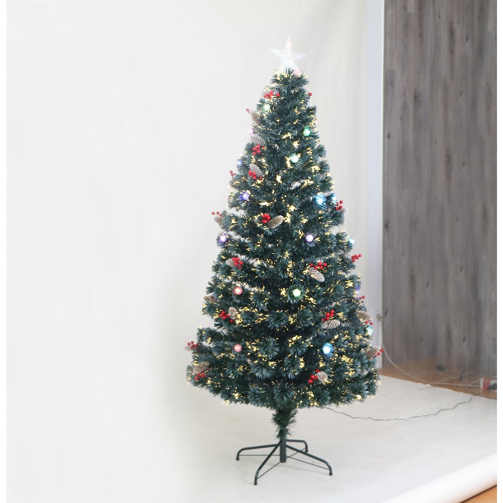 Green Frosted Christmas Tree - Multicolor Cones. Picture 3