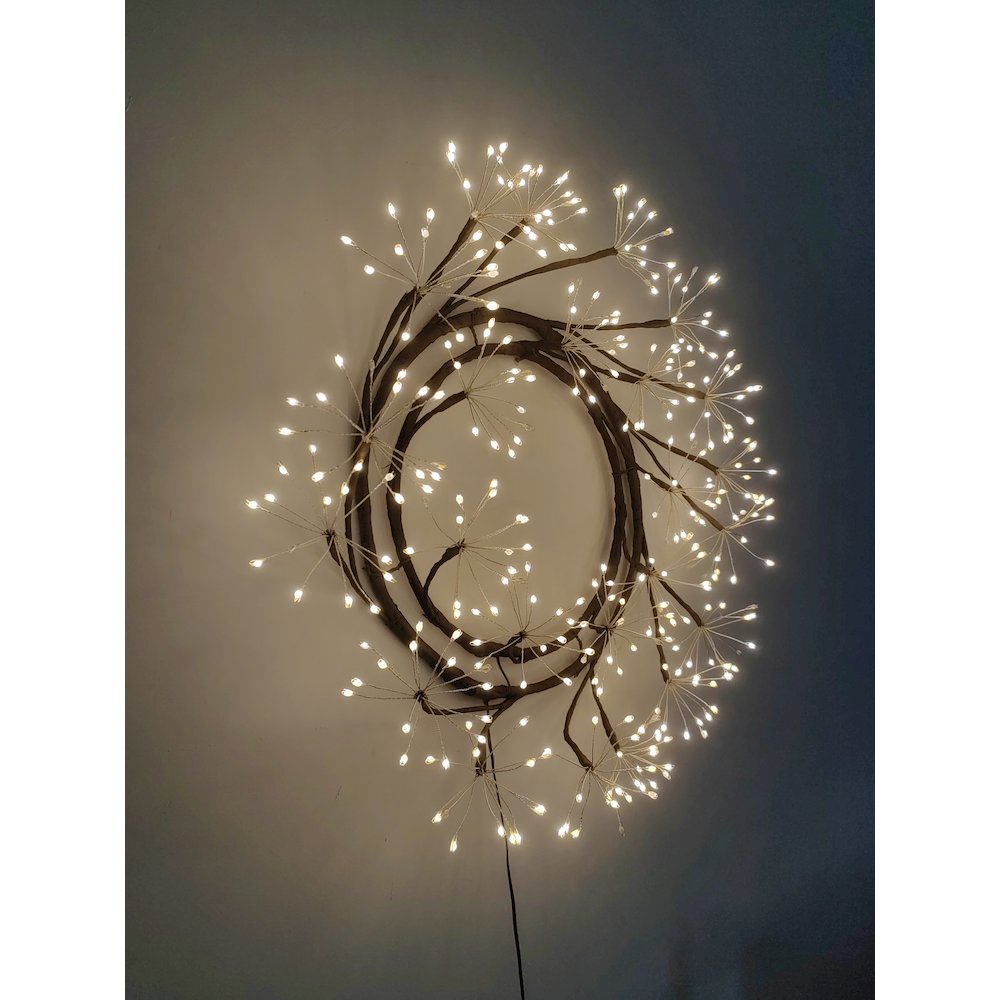 24in LED Christmas Wreath Brown Indoor Hanging Holiday Decor. Picture 3