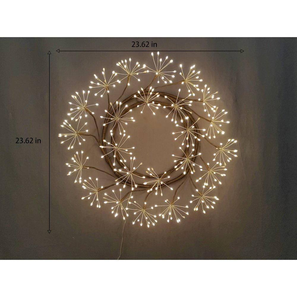 24in LED Christmas Wreath Brown Indoor Hanging Holiday Decor. Picture 1