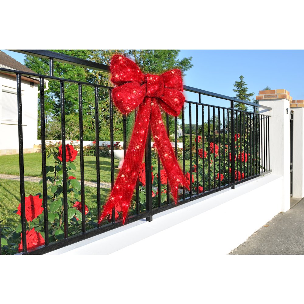 63 IN Lighted Red Bow Indoor/Outdoor Holiday Decor. Picture 2
