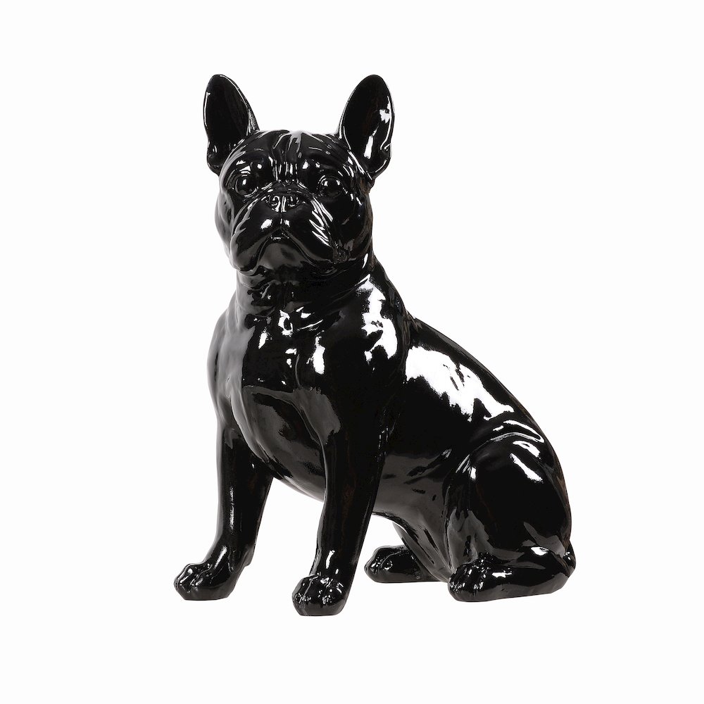 10" H French Bulldog Statue in Black Home Decor Indoor Use Only. Picture 1