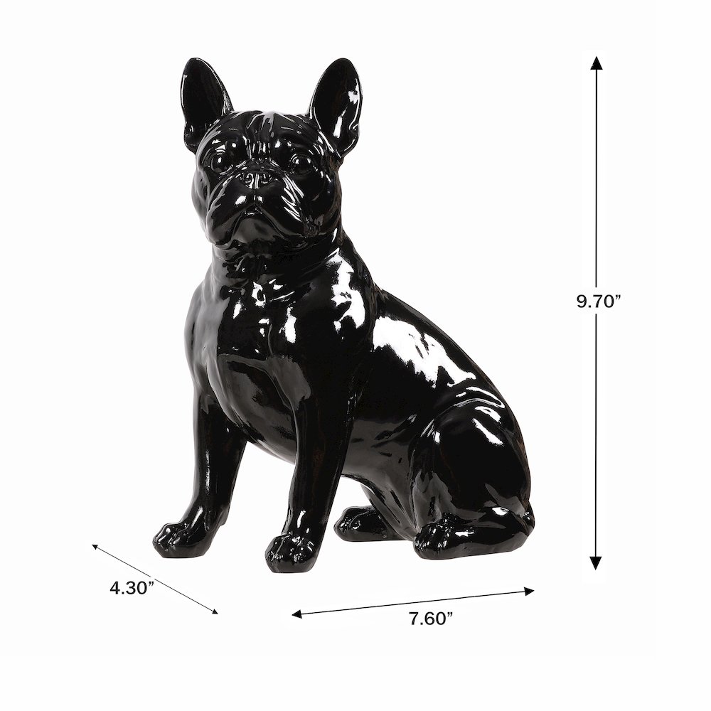 10" H French Bulldog Statue in Black Home Decor Indoor Use Only. Picture 3