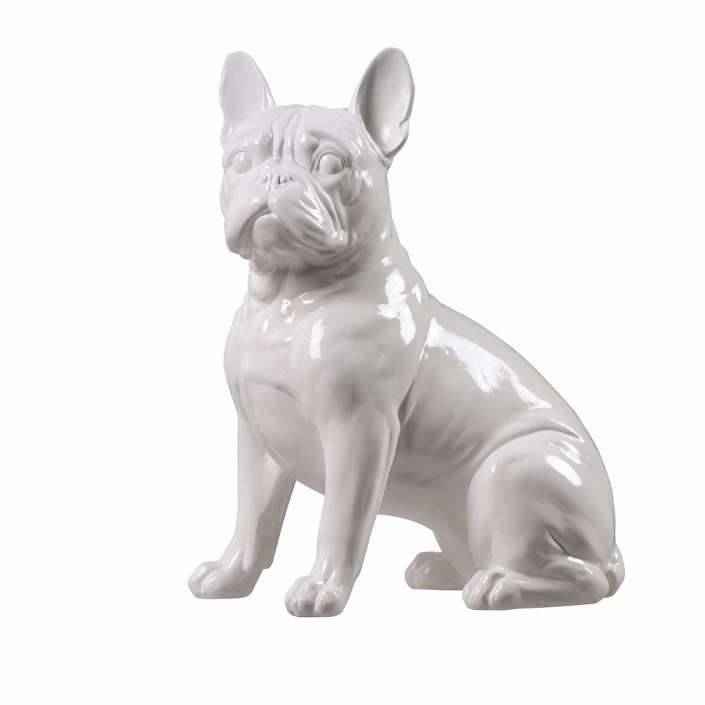 10" H French Bulldog Statue in White Home Decor Indoor Use Only. Picture 1