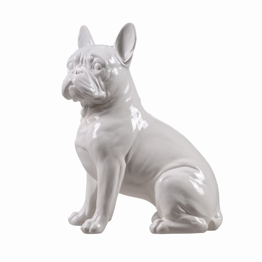 10" H French Bulldog Statue in White Home Decor Indoor Use Only. Picture 4