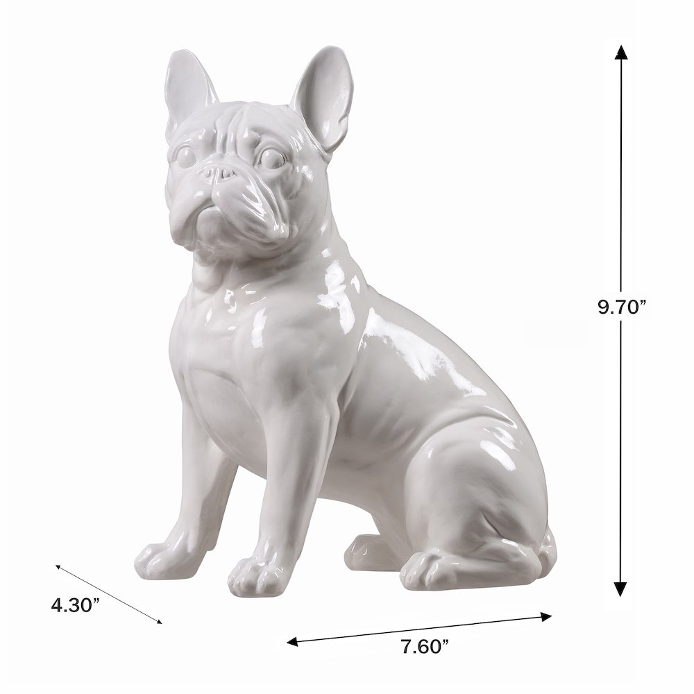 10" H French Bulldog Statue in White Home Decor Indoor Use Only. Picture 3