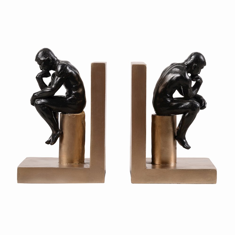 Resin Thinker Bookend Set of  2 Home Decor Shelf Display. Picture 1