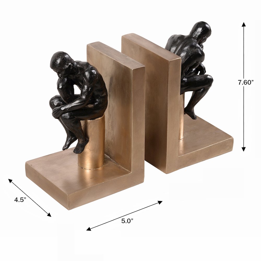 Resin Thinker Bookend Set of  2 Home Decor Shelf Display. Picture 3