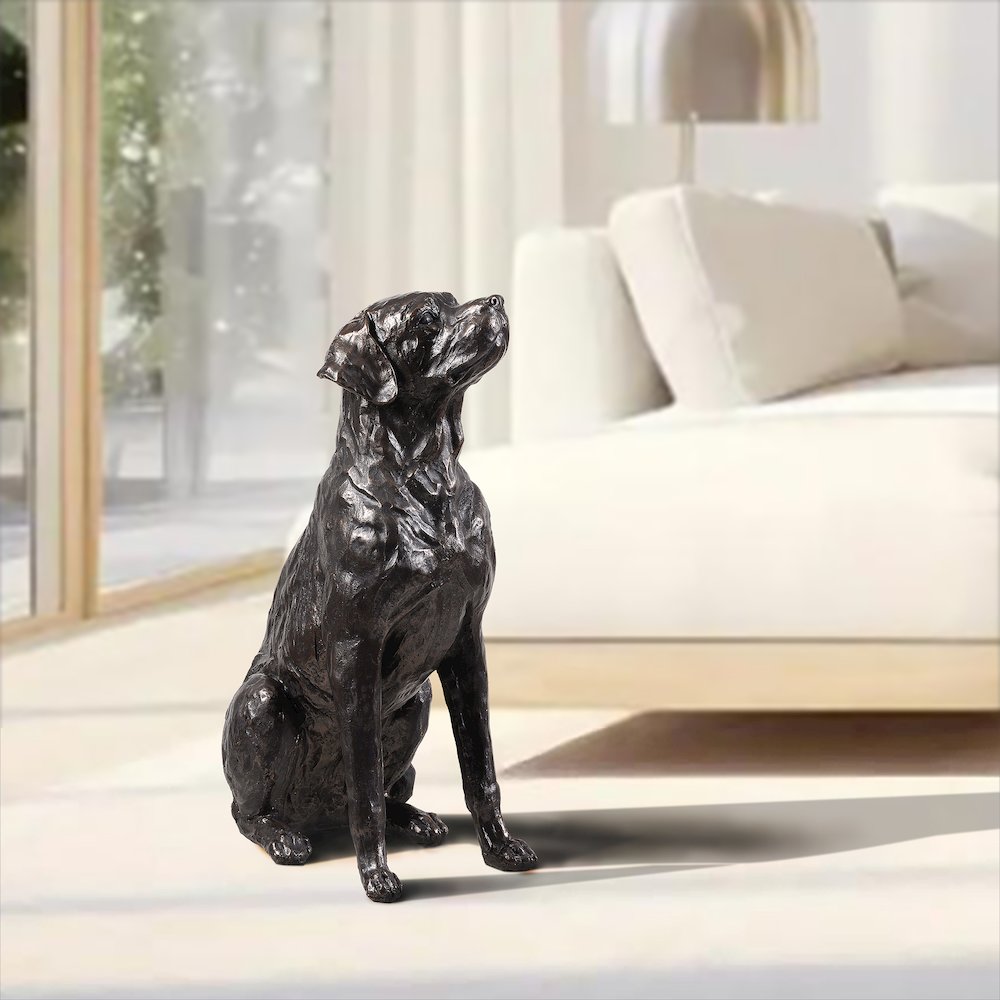 Bronze Sitting Labrador Life Size Resin Home Decor Living Room Display. Picture 2