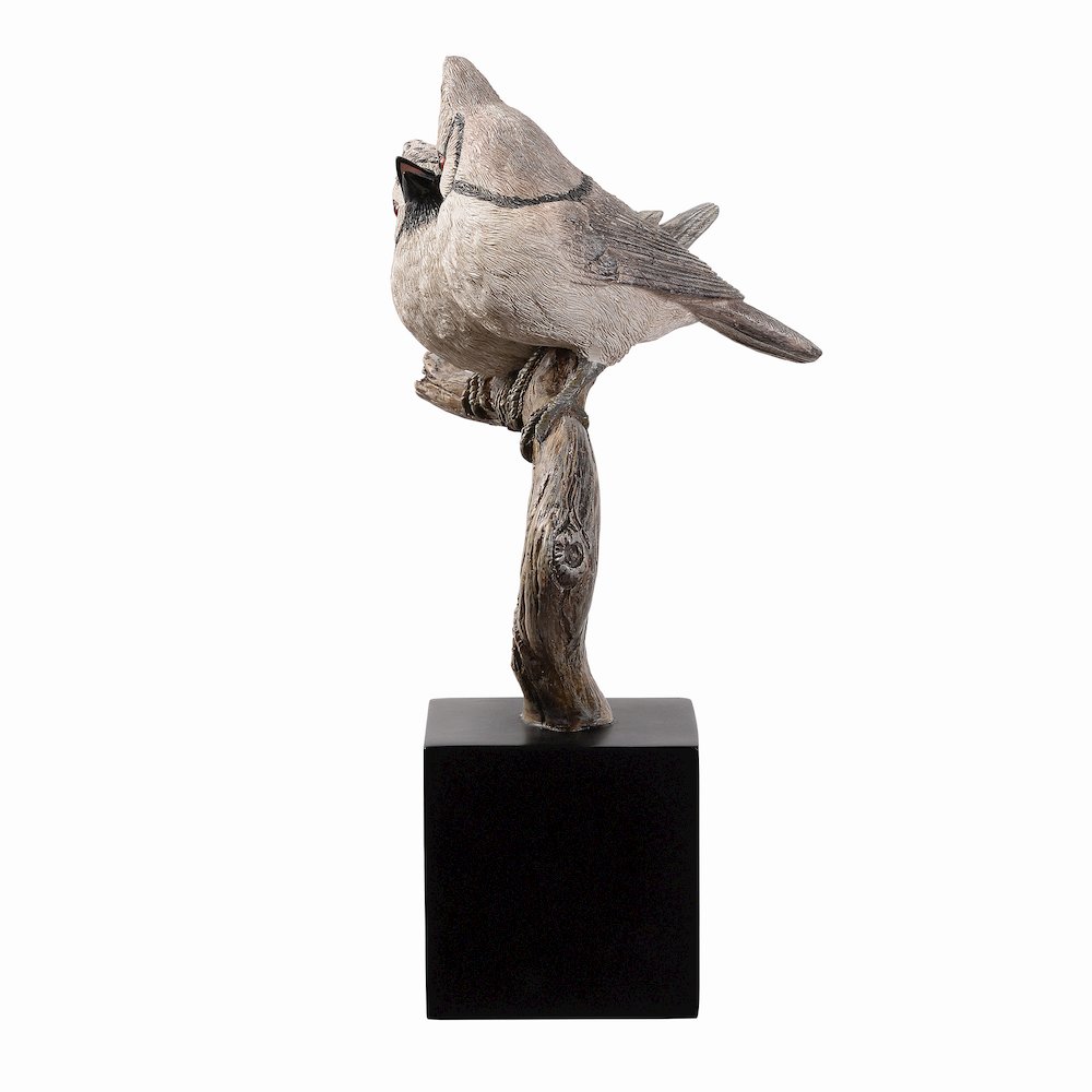 Couple Crested Tit On Branch Lifelike Bird Resin Home Tabletop Decor. Picture 5