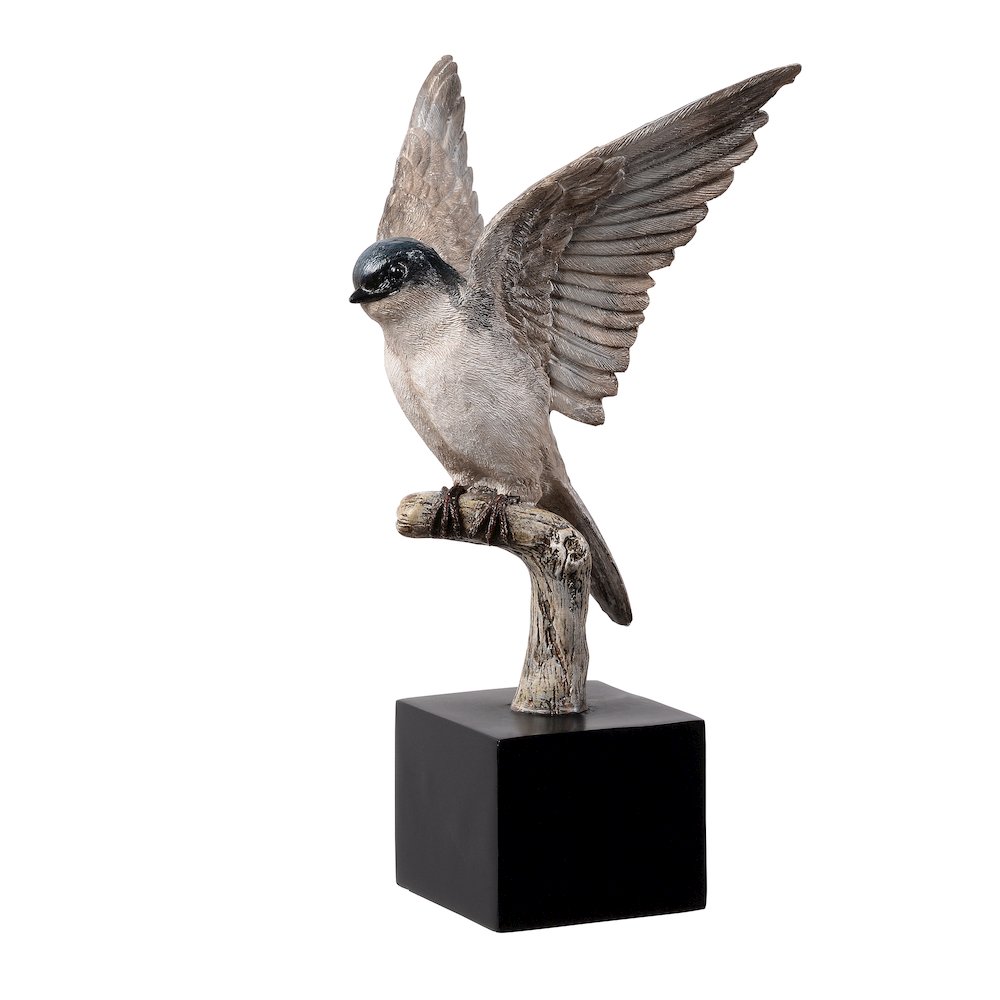 Small Swallow On Branch Lifelike Bird Resin Home Tabletop Decor. Picture 4