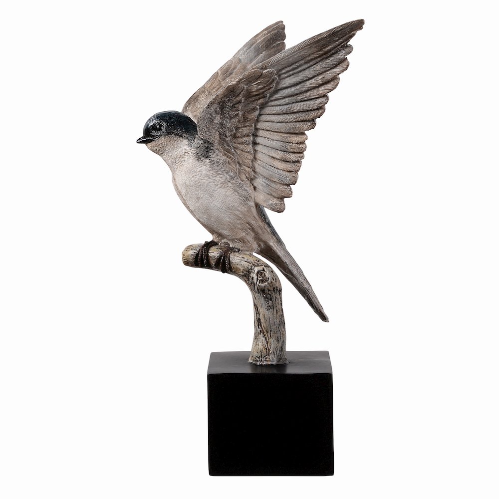 Small Swallow On Branch Lifelike Bird Resin Home Tabletop Decor. Picture 5