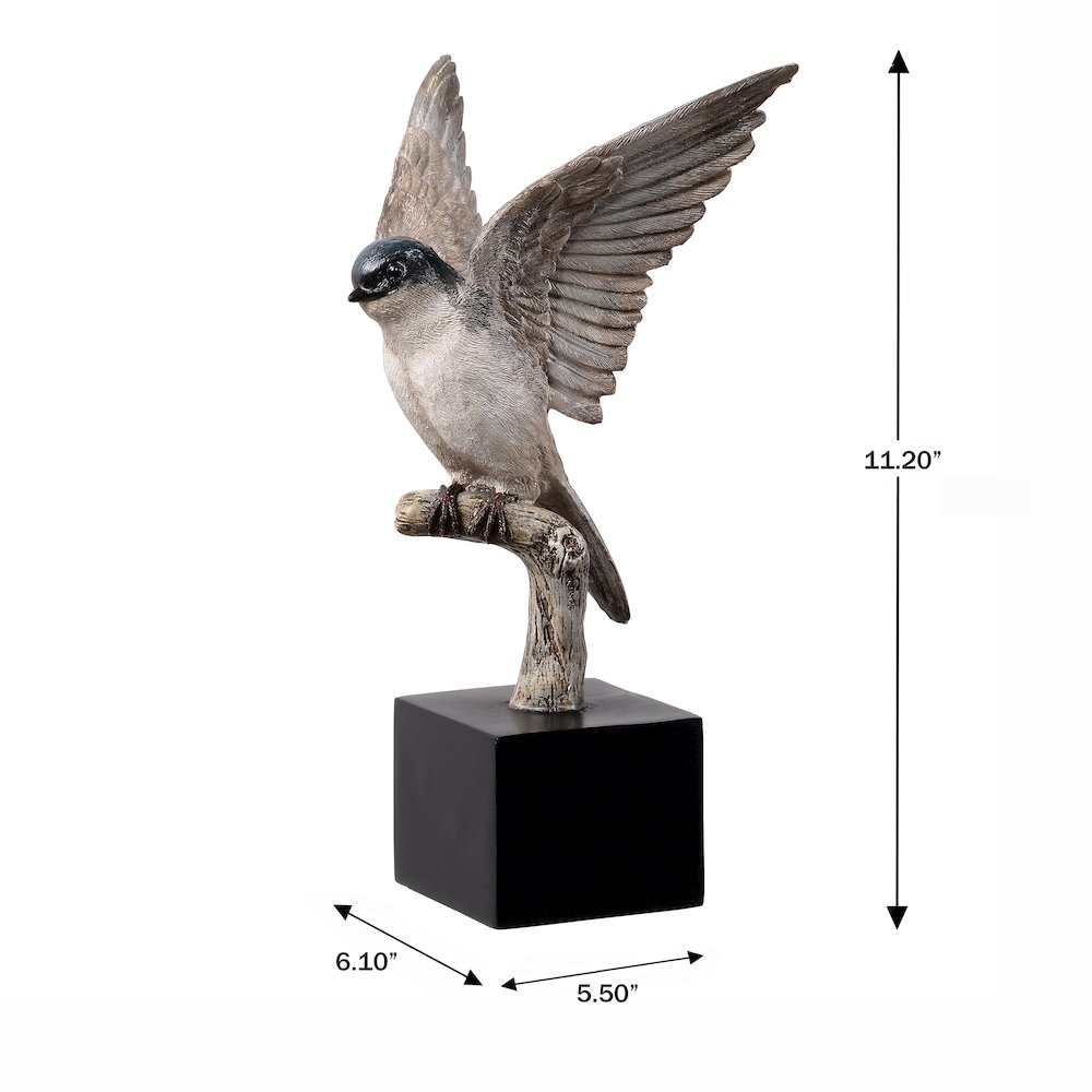 Small Swallow On Branch Lifelike Bird Resin Home Tabletop Decor. Picture 3