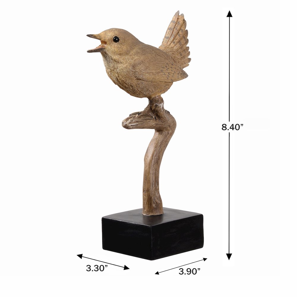 Sing Bird On Branch Lifelike Resin Bird Home Tabletop Decor. Picture 3