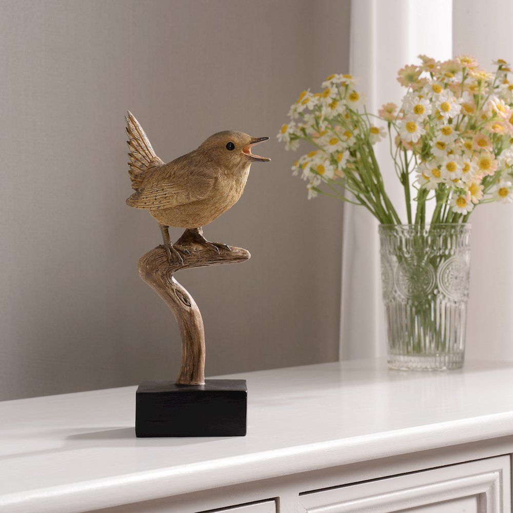 Sing Bird On Branch Lifelike Resin Bird Home Tabletop Decor. Picture 2