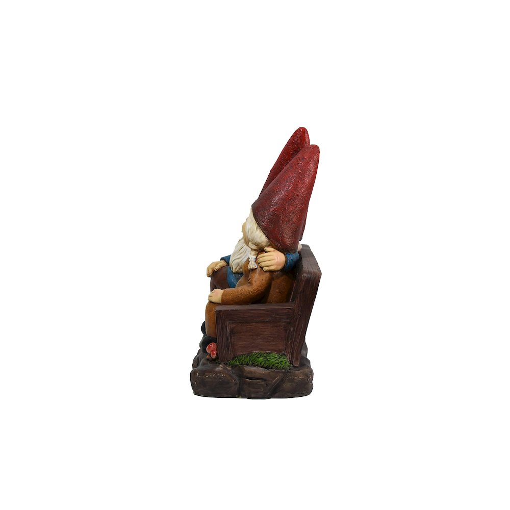 Whimsical Serenity: Robert & Sofia Gnome Couple on Bench, Eyes Closed in Love. Picture 5
