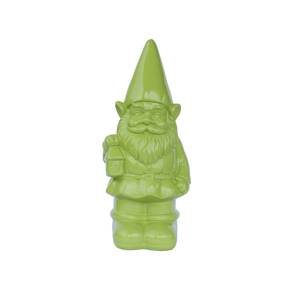 Garden Gnome Statue Holding Lantern-Green. Picture 1