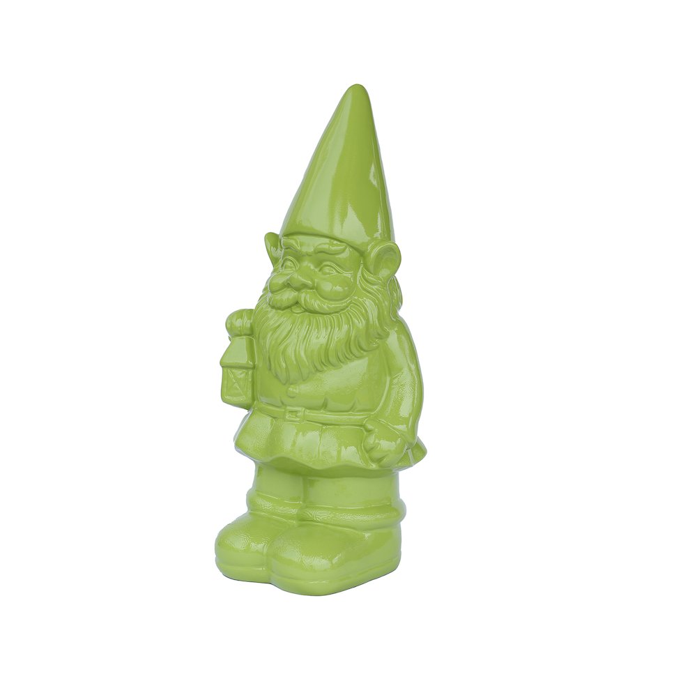 Garden Gnome Statue Holding Lantern-Green. Picture 4