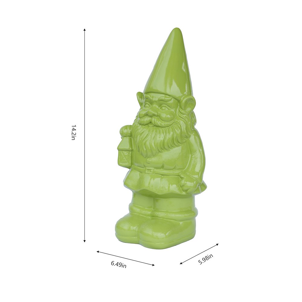 Garden Gnome Statue Holding Lantern-Green. Picture 3