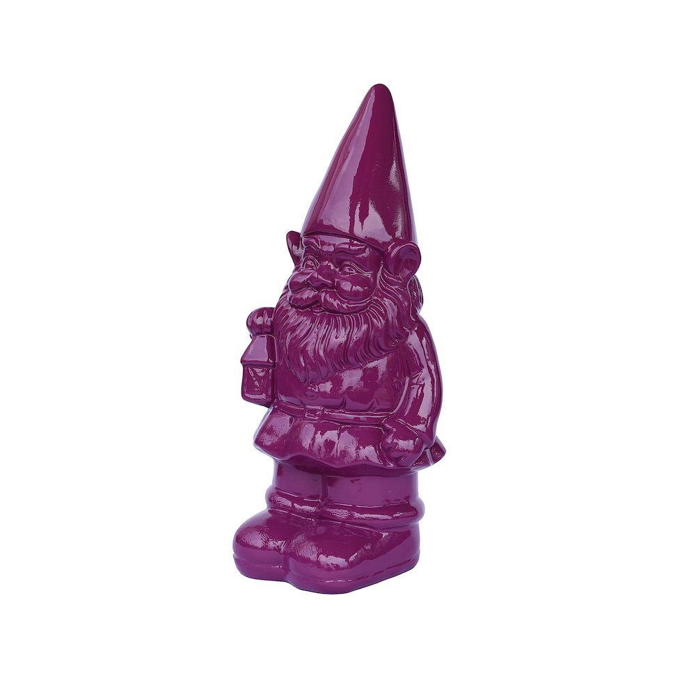 Garden Gnome Statue Holding Lantern-Purple. Picture 4