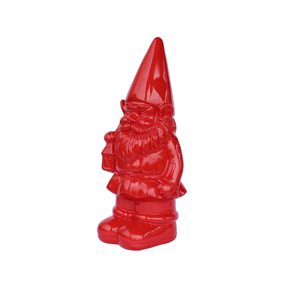 Garden Gnome Statue Holding Lantern-Red. Picture 4