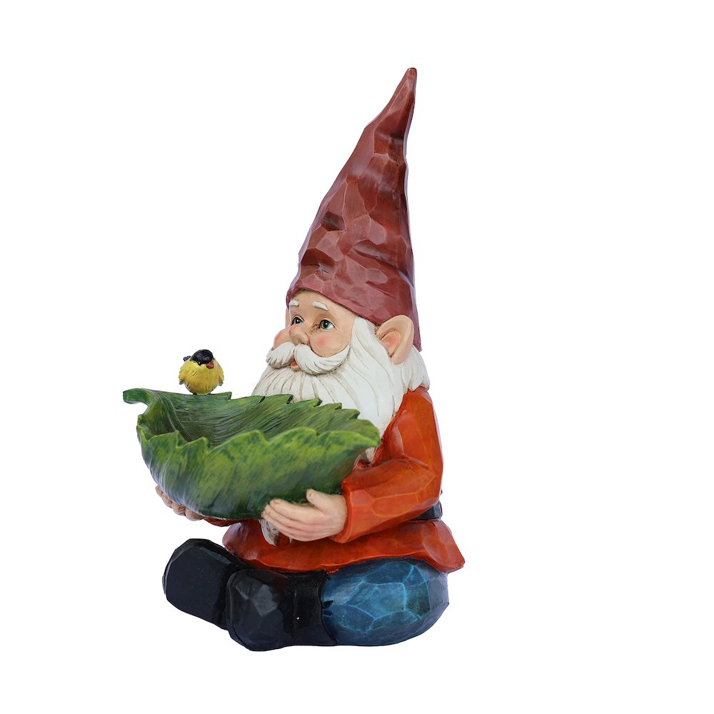 Funny Garden Gnome Holding Bird Bath. Picture 4