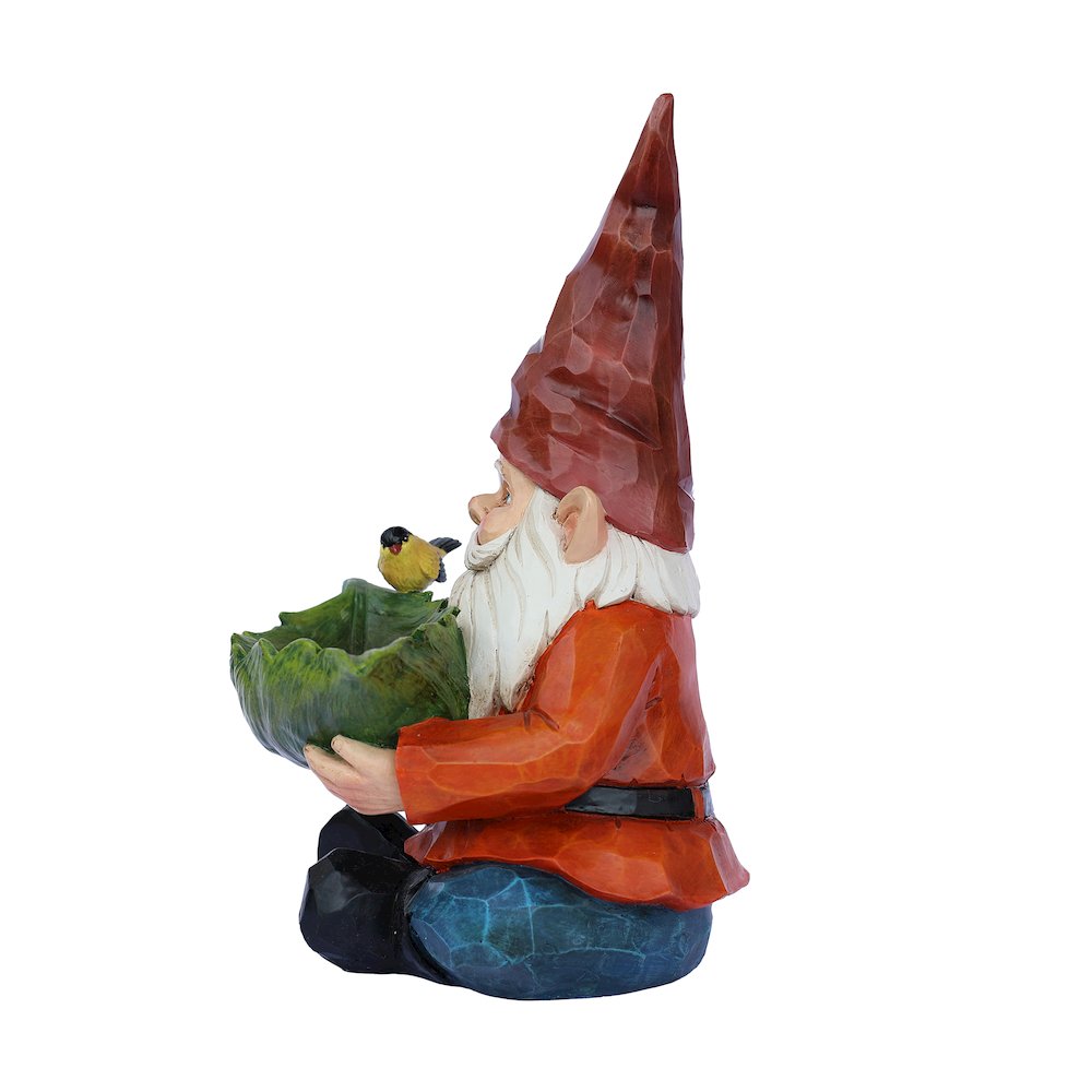 Funny Garden Gnome Holding Bird Bath. Picture 5