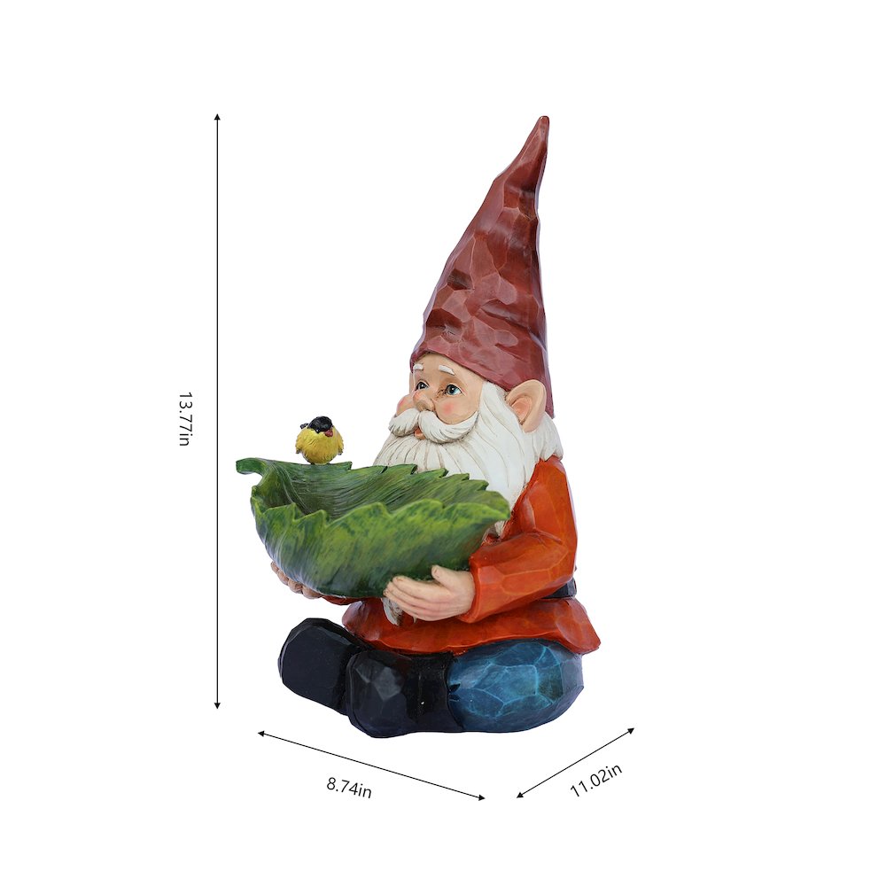 Funny Garden Gnome Holding Bird Bath. Picture 3