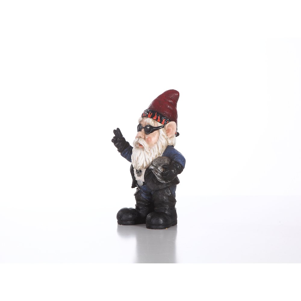 Biker Gnome W/Sunglasses & Helmet- Gnomad. Picture 4