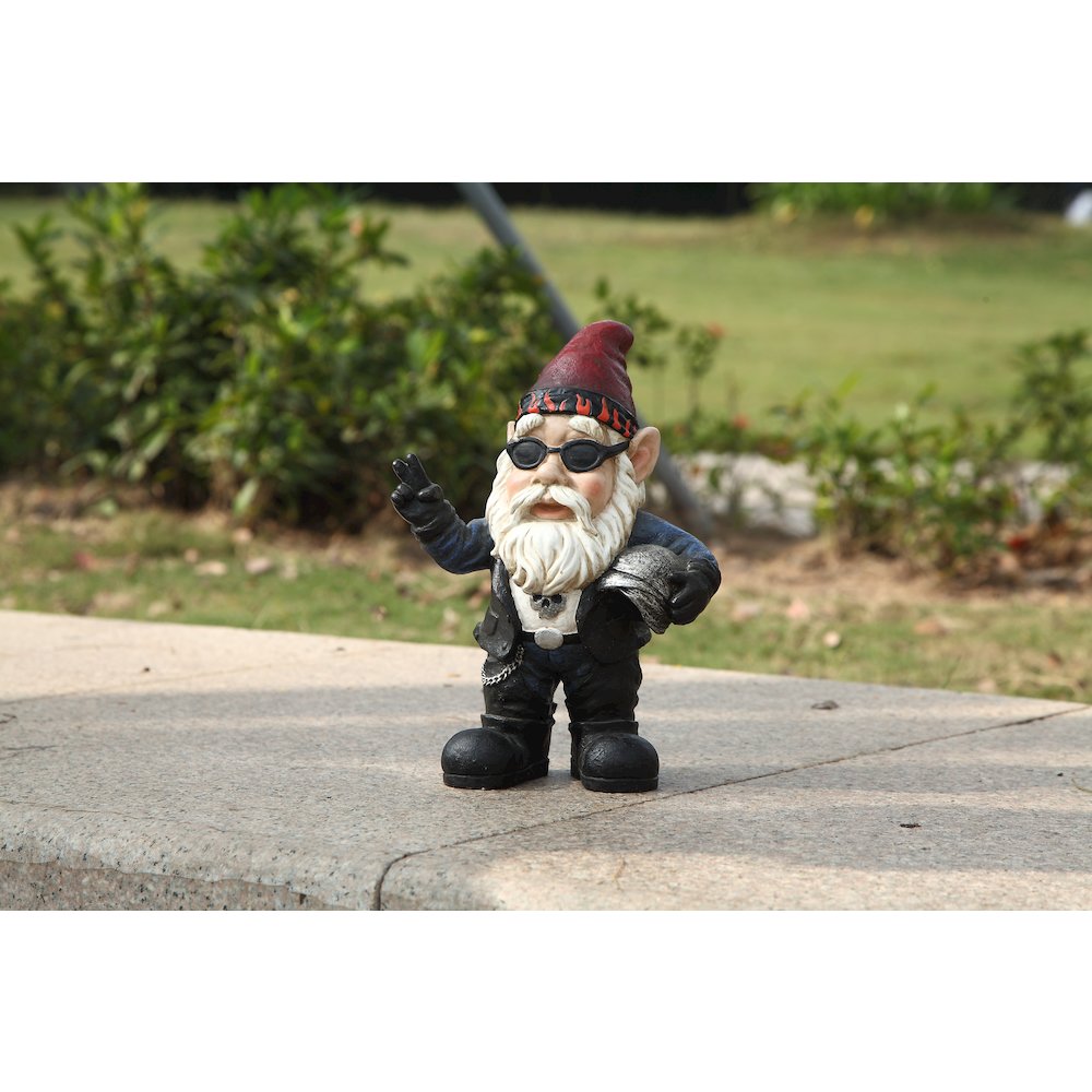 Biker Gnome W/Sunglasses & Helmet- Gnomad. Picture 8