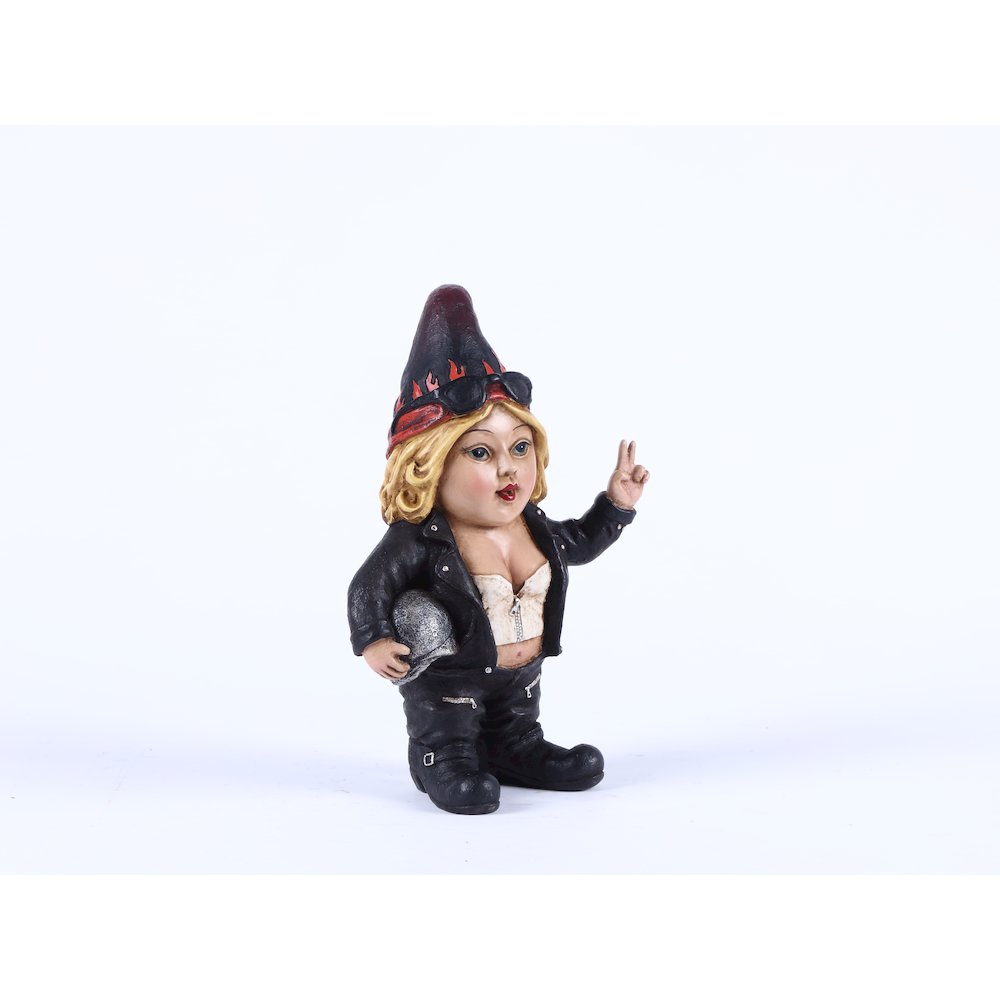 Female Biker Gnome W/Helmet- Gnomad. Picture 1
