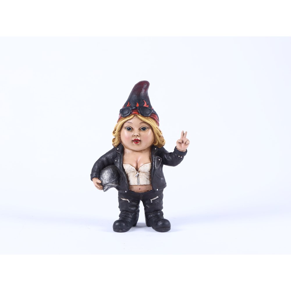 Female Biker Gnome W/Helmet- Gnomad. Picture 2